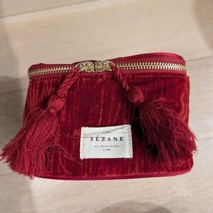 Sézane Red Velvet Toiletry Pouch
